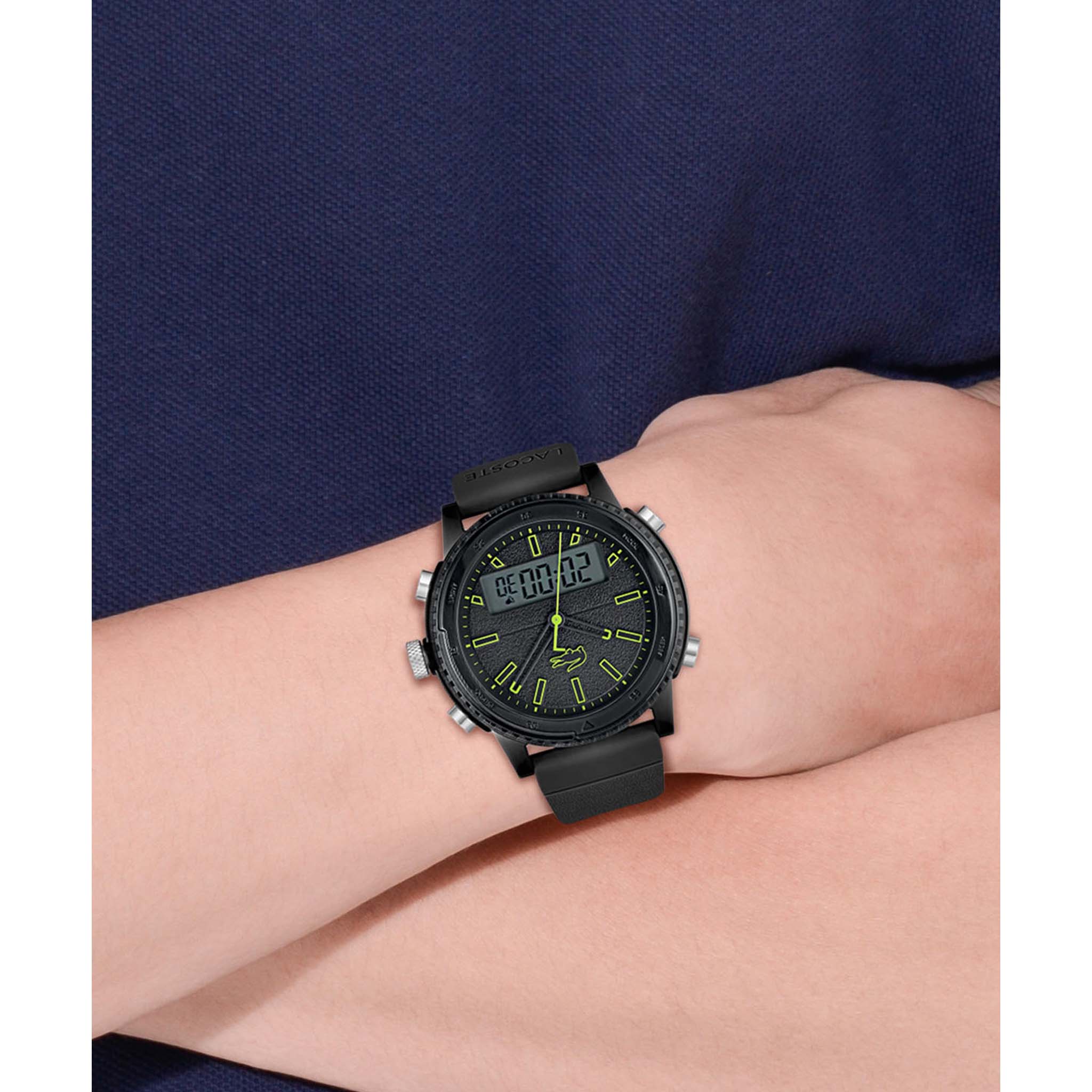 Lacoste Maui Black Silicone Quartz Analogue & Digital Men's Watch - 2011076