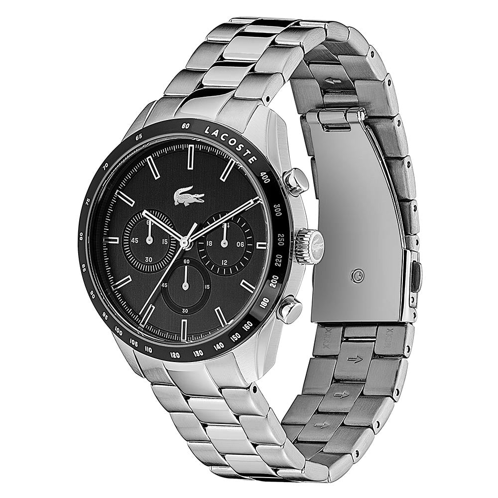 Lacoste Boston Stainless Steel Black Dial Men's Chrono Watch - 2011079