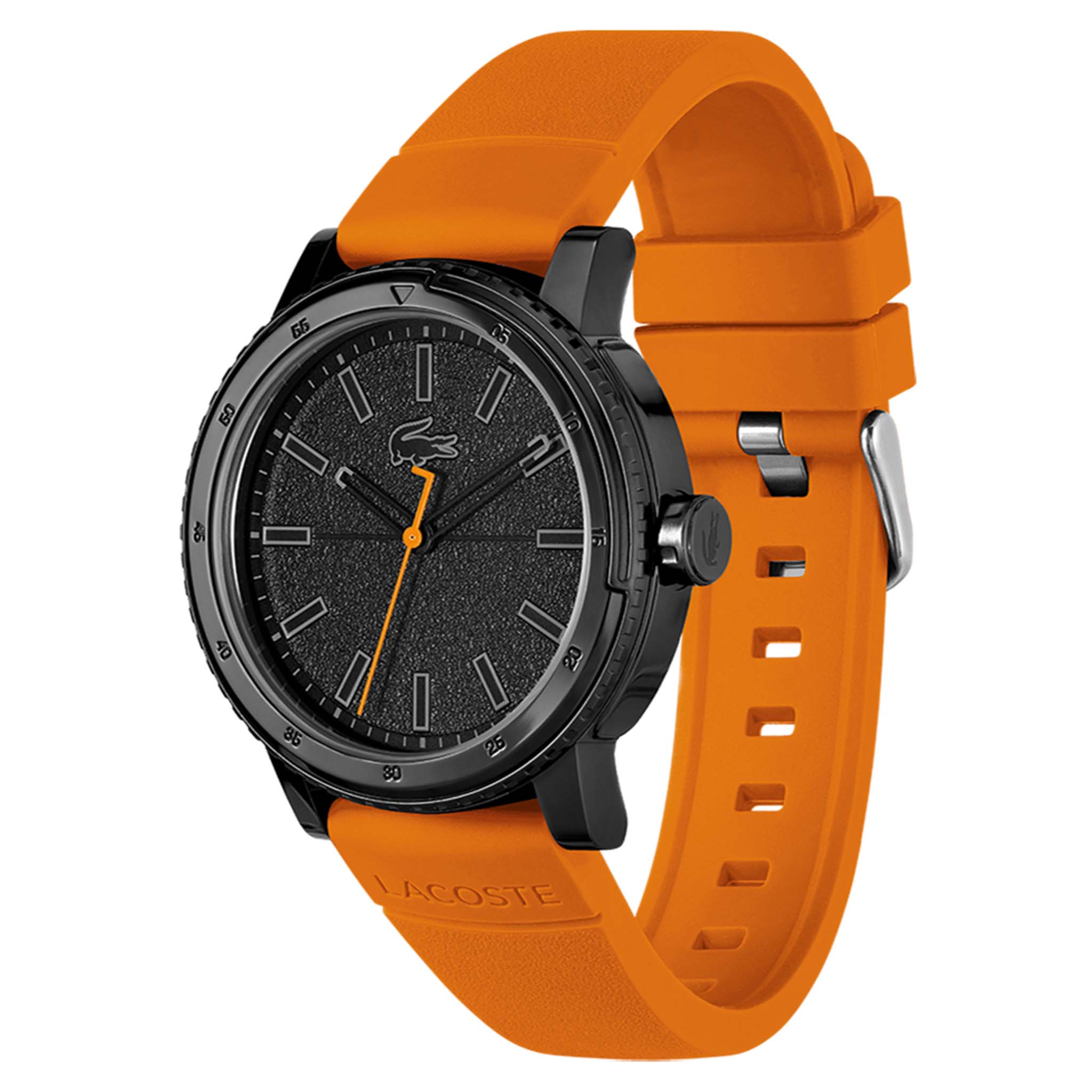 Lacoste Challenger Orange Silicone Black Dial Men's Watch - 2011095