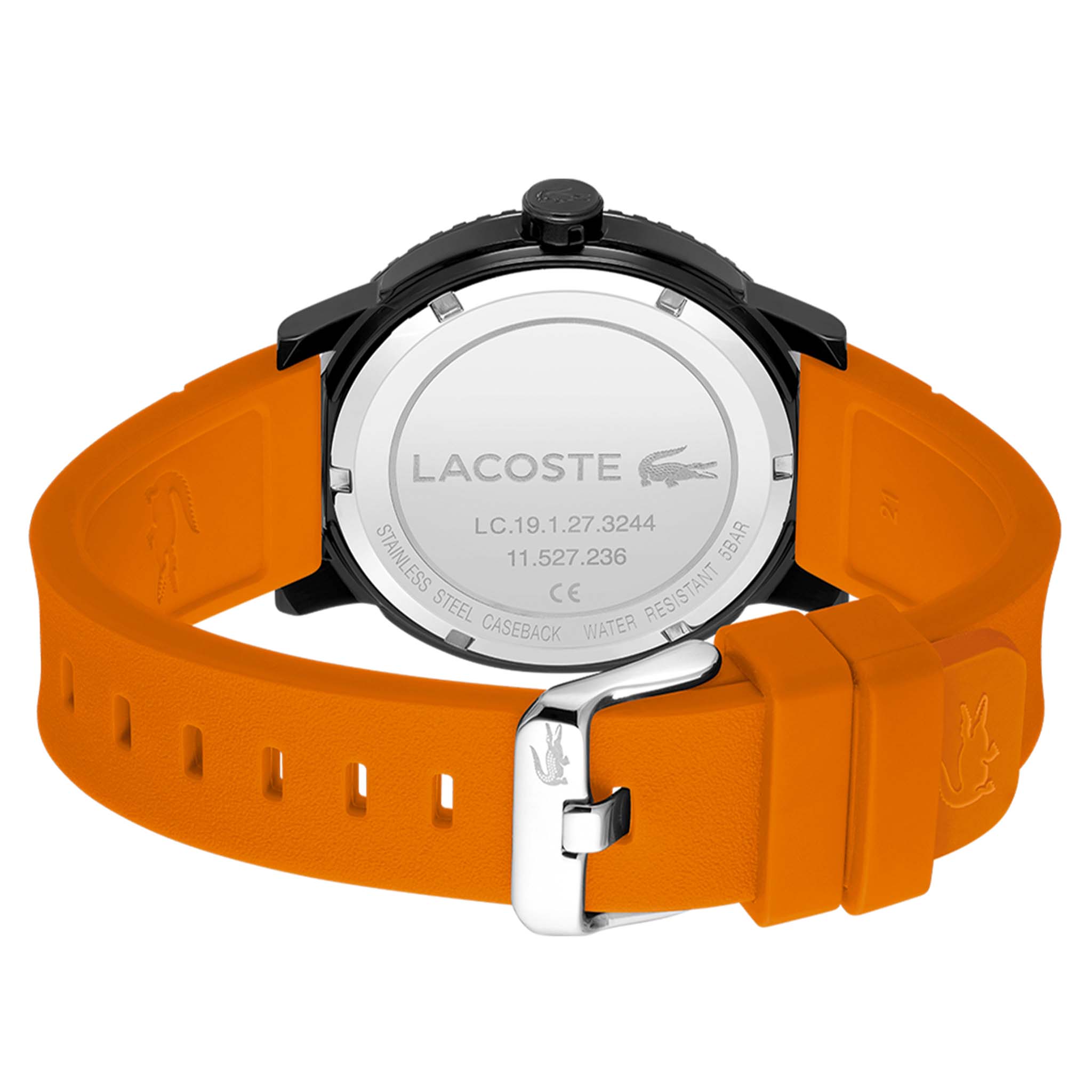 Lacoste Challenger Orange Silicone Black Dial Men's Watch - 2011095
