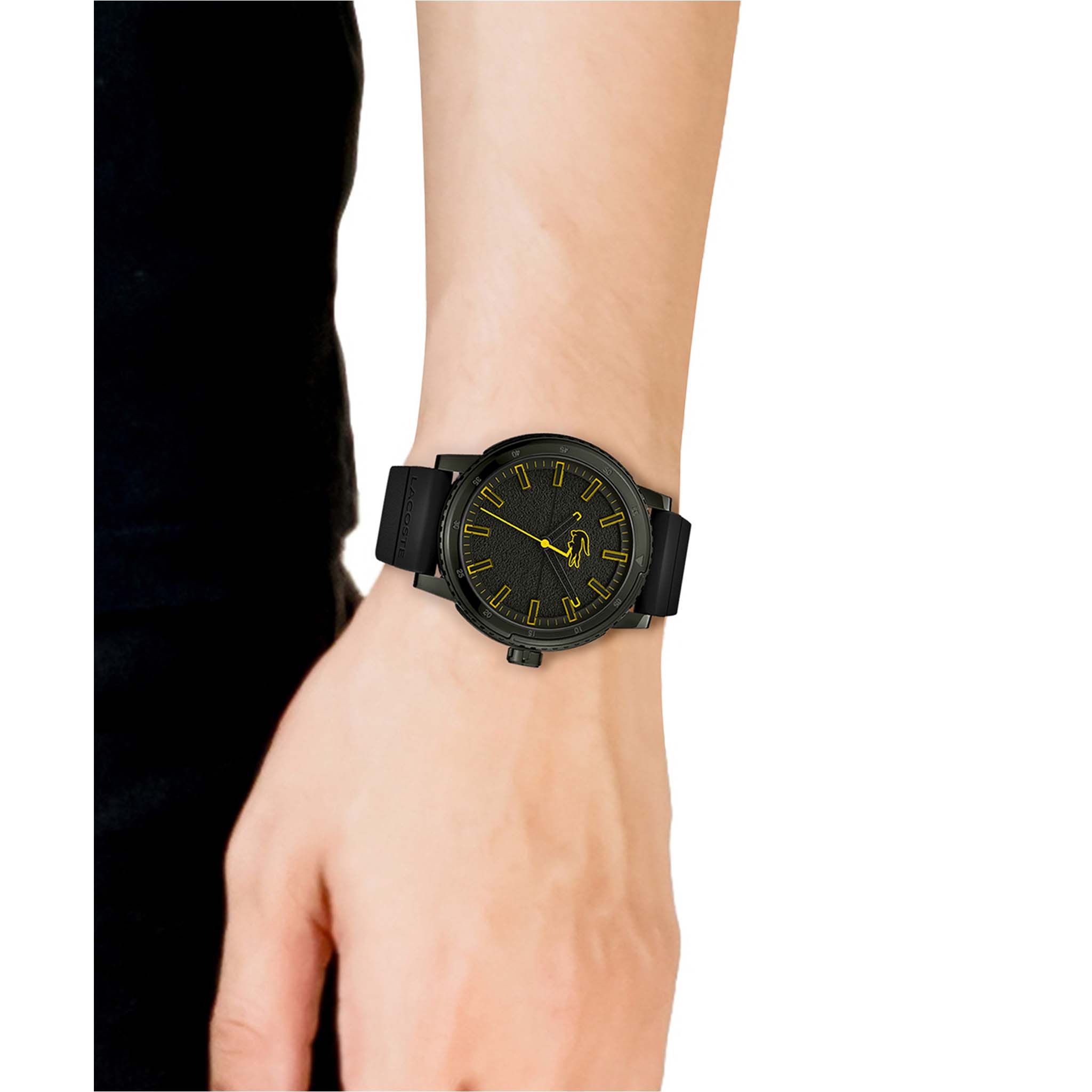 Lacoste Challenger Orange Silicone Black Dial Men's Watch - 2011095