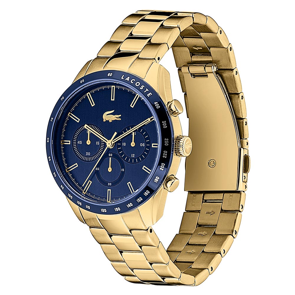 Lacoste Boston Gold Steel Blue Dial Men's Chronograph Watch - 2011096