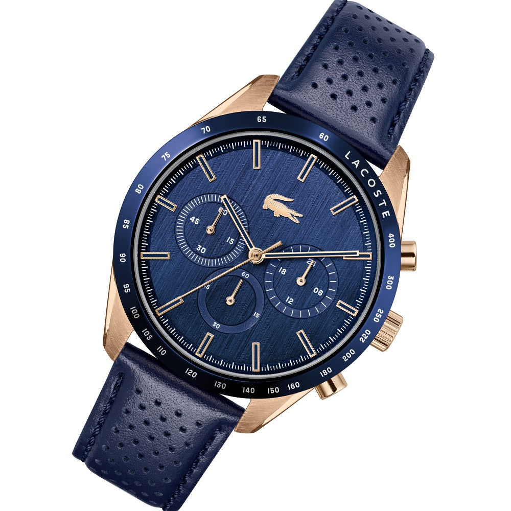 Men\'s – Watch The Boston Factory - Lacoste Chronograph Watch Leather 2011111 Blue Australia