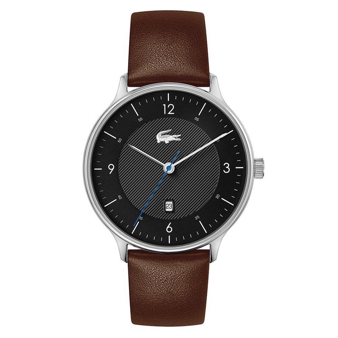Lacoste Club Brown Leather Black Dial Men's Watch - 2011116