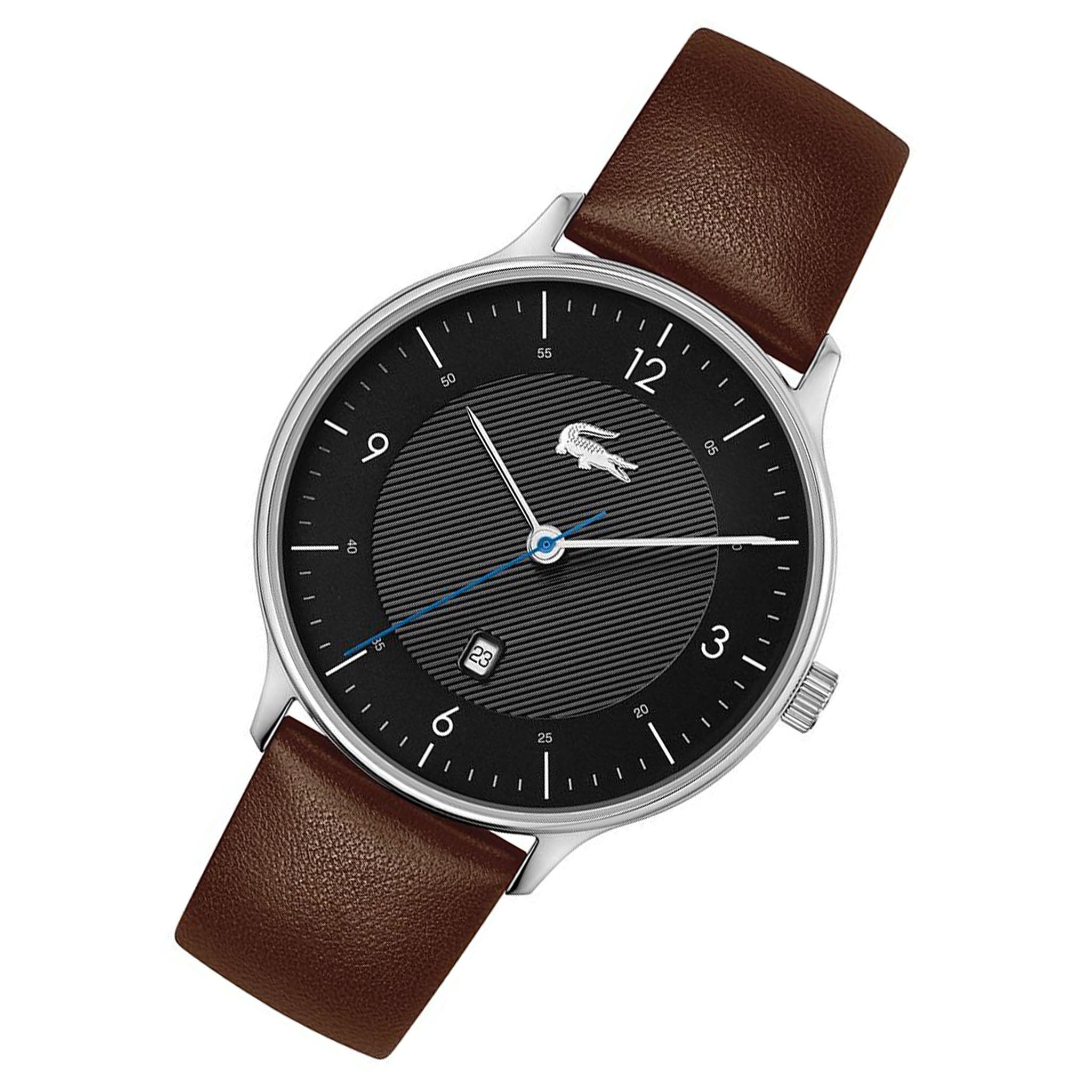Lacoste Club Brown Leather Black Dial Men's Watch - 2011116