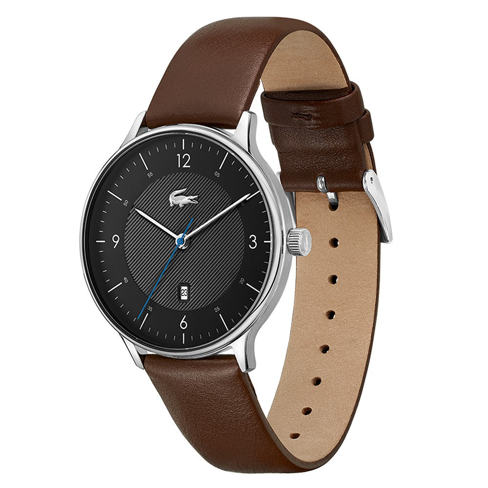 Lacoste Club Brown Leather Black Dial Men's Watch - 2011116