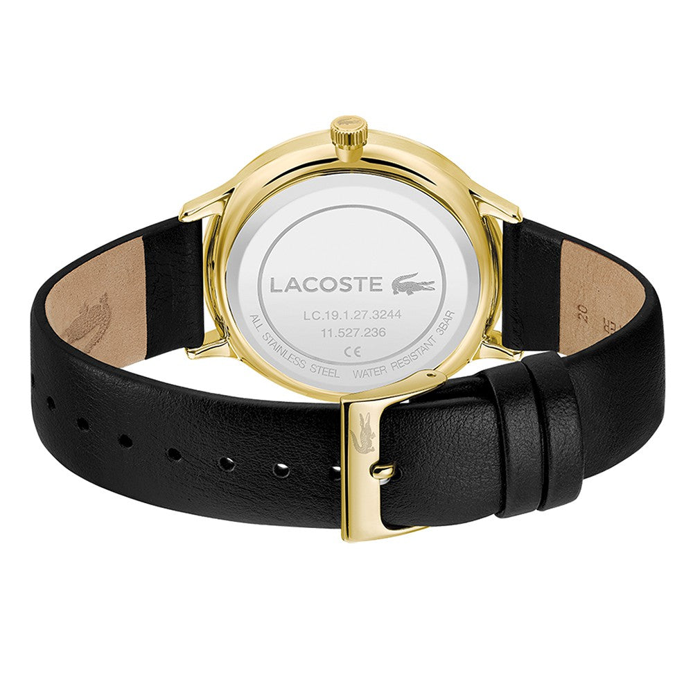 Lacoste Club Black Leather White Dial Men's Watch - 2011117