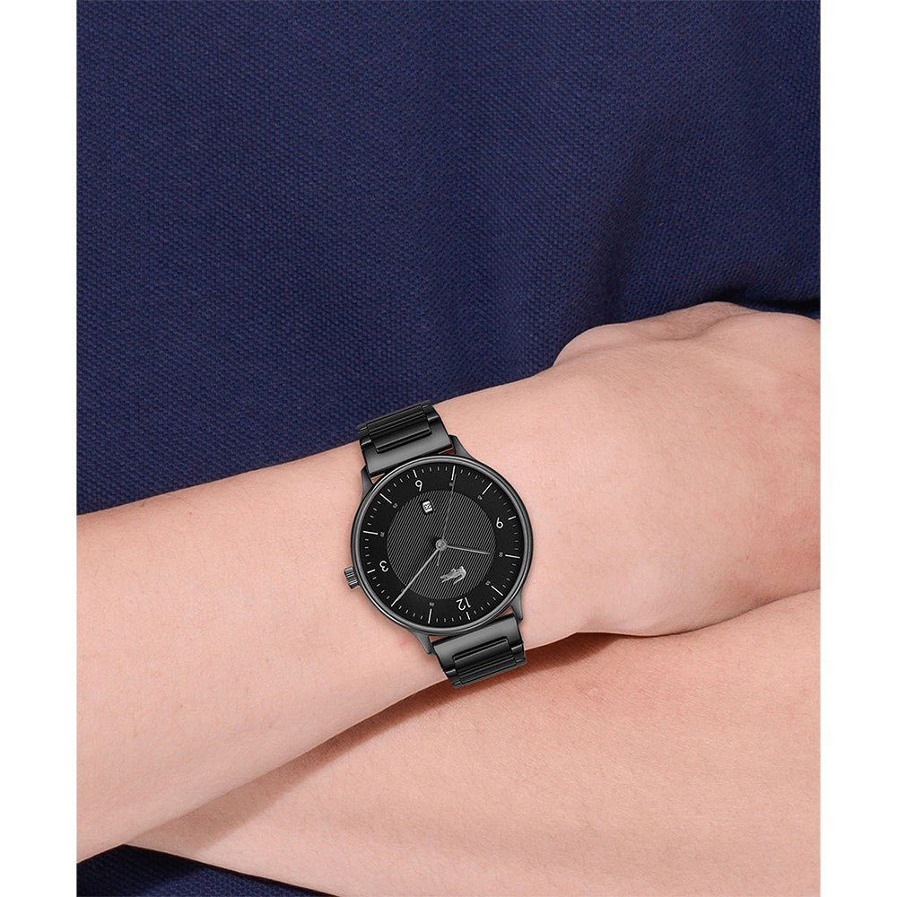 Lacoste Club Grey Steel Black Dial Men's Watch - 2011119