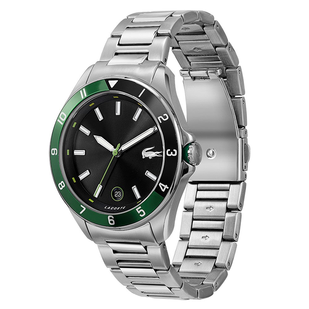 Lacoste Tiebreaker Stainless Steel Black Dial Men's Watch - 2011129