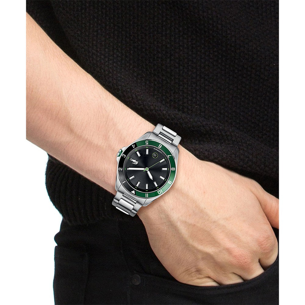 Lacoste Tiebreaker Stainless Steel Black Dial Men's Watch - 2011129