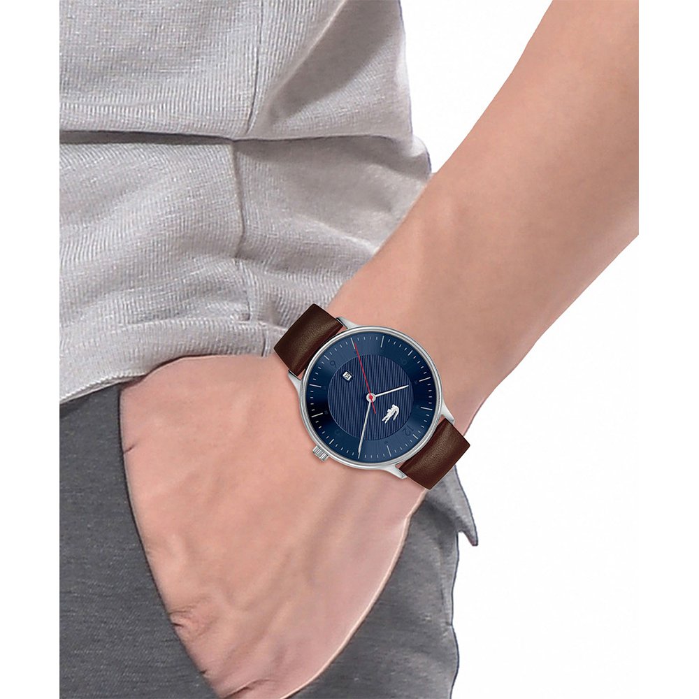 Lacoste Club Brown Leather Blue Dial Men's Watch - 2011137