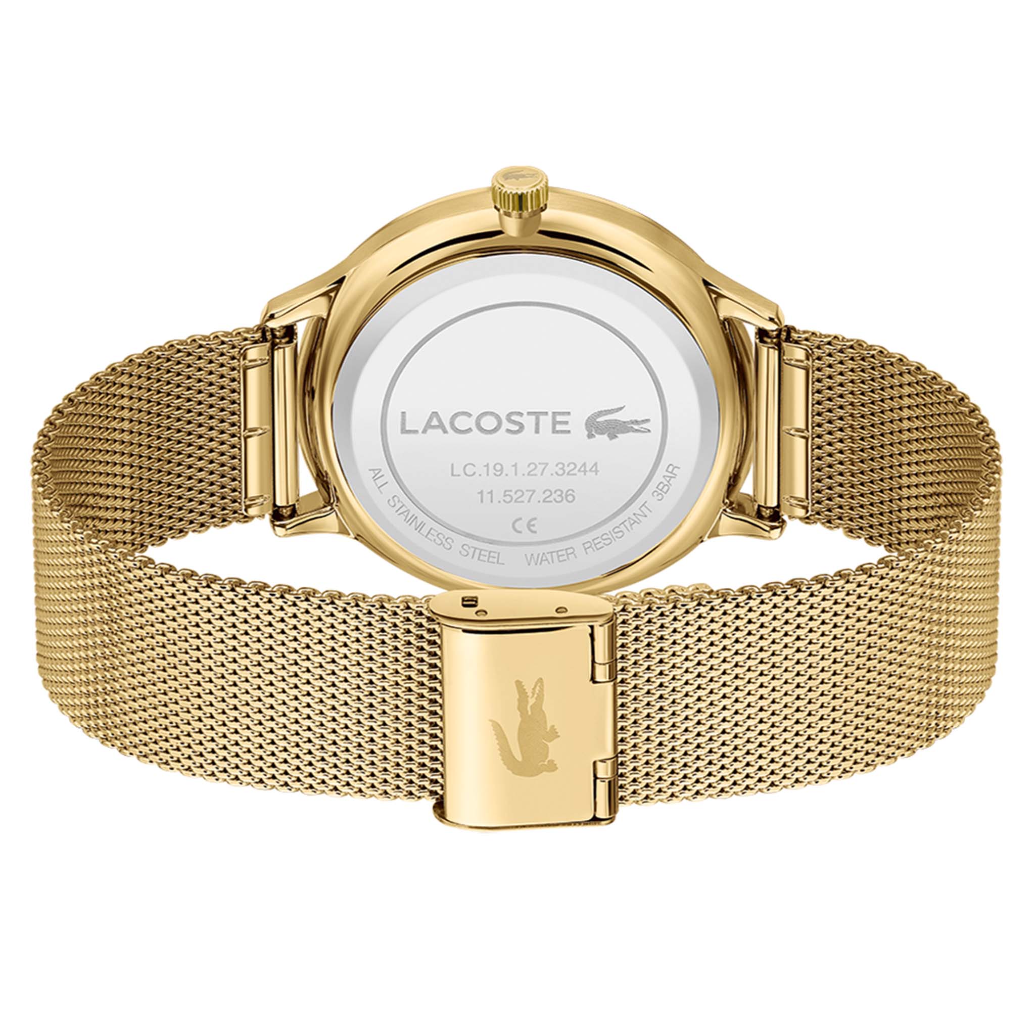 Lacoste Club Gold Mesh Black Dial Men's Calendar Watch - 2011138
