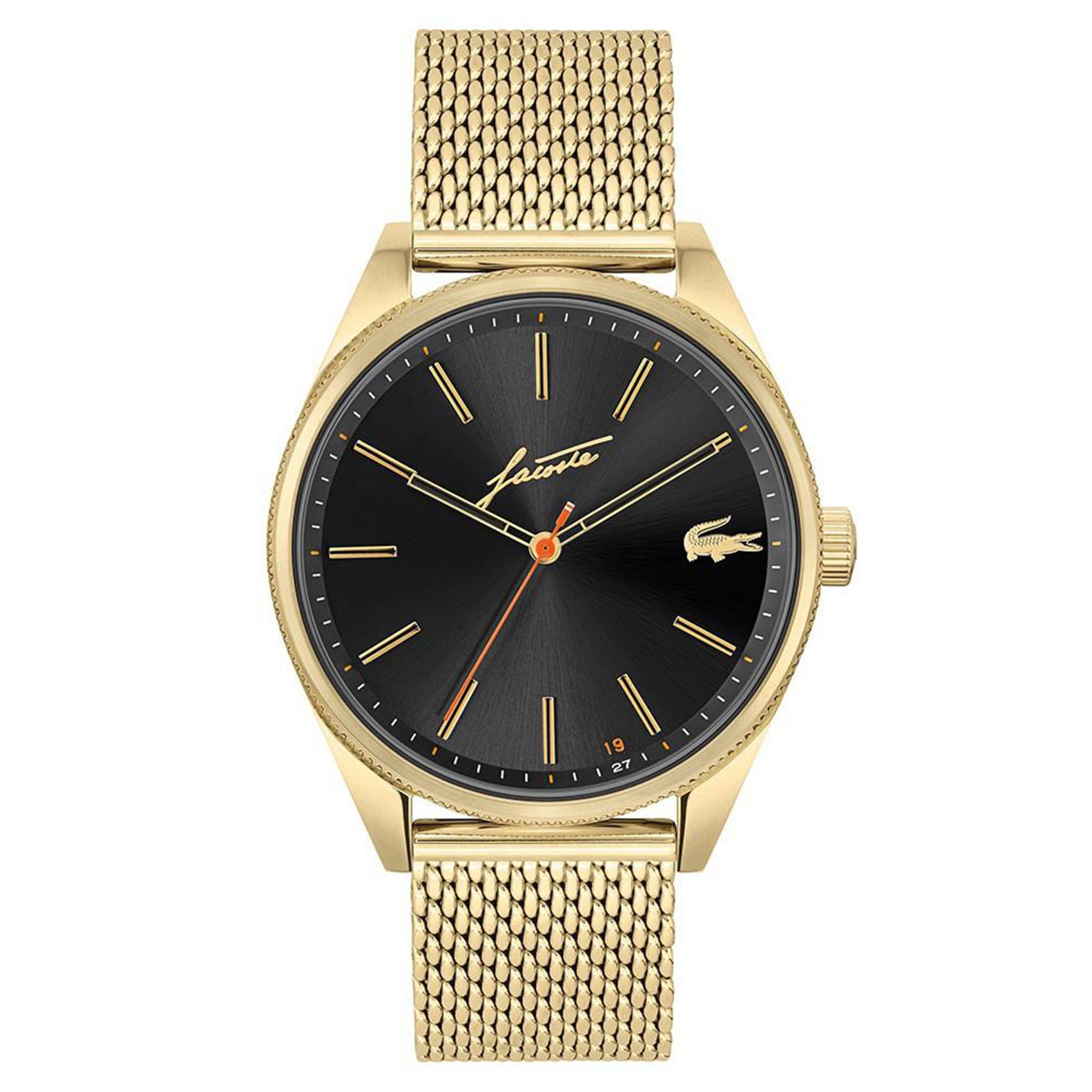 Lacoste Heritage Gold Mesh Black Dial Men's Watch - 2011144