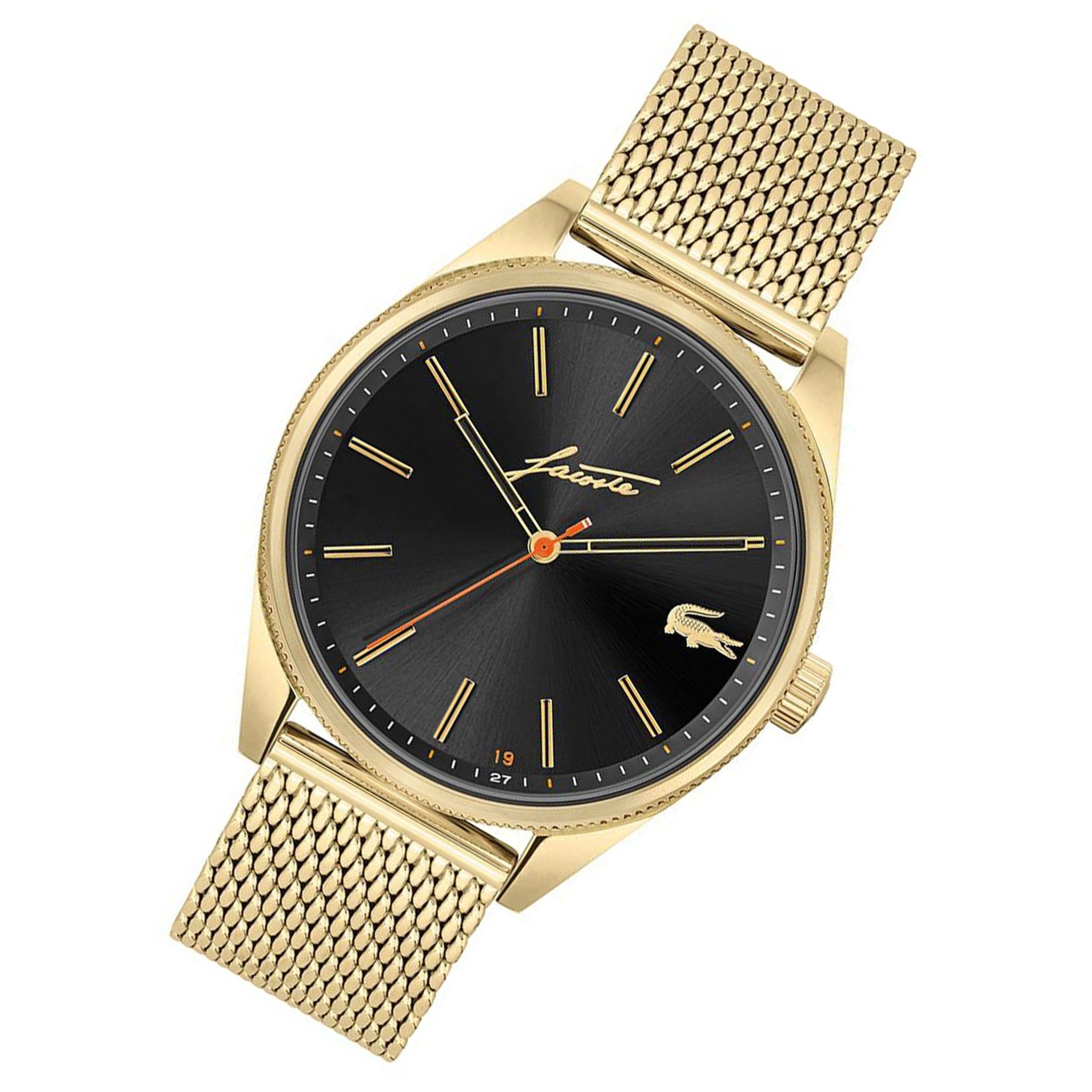 Lacoste Heritage Gold Mesh Black Dial Men's Watch - 2011144