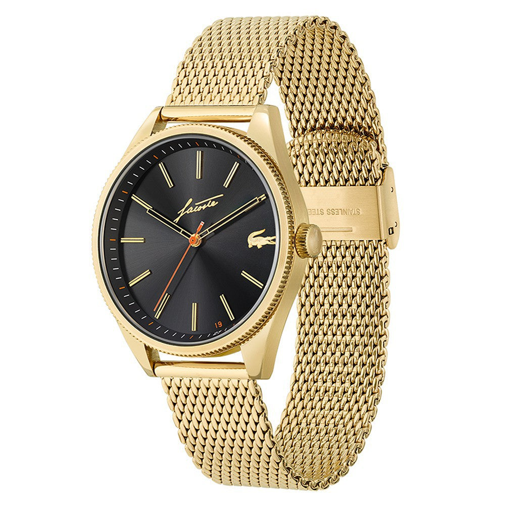 Lacoste Heritage Gold Mesh Black Dial Men's Watch - 2011144