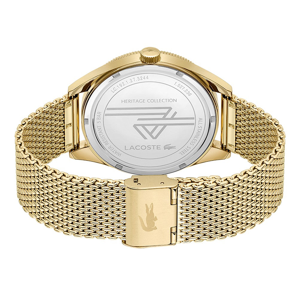 Lacoste Heritage Gold Mesh Black Dial Men's Watch - 2011144