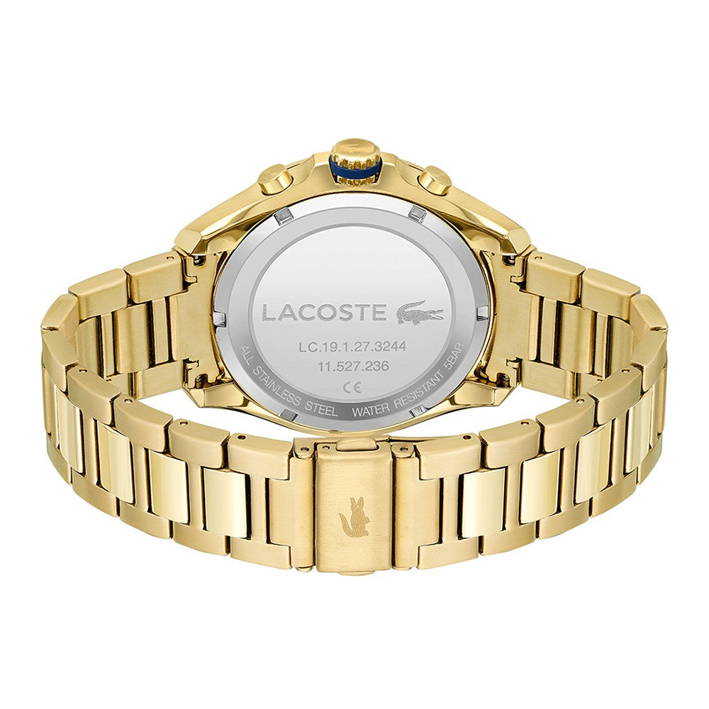 Lacoste Tiebreaker Gold Steel Blue Dial Men's Chrono Watch - 2011151
