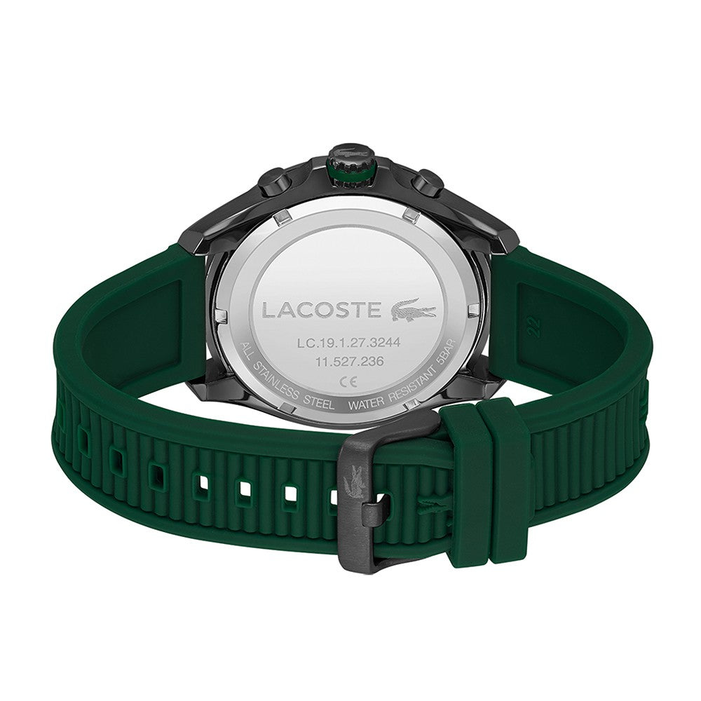 Lacoste Tiebreaker Green Silicone Black Dial Men's Chronograph Watch - 2011153