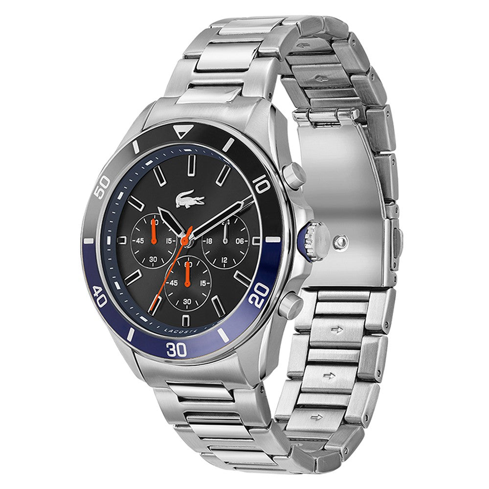 Lacoste Tiebreaker Stainless Steel Black Dial Men's Chrono Watch - 2011155
