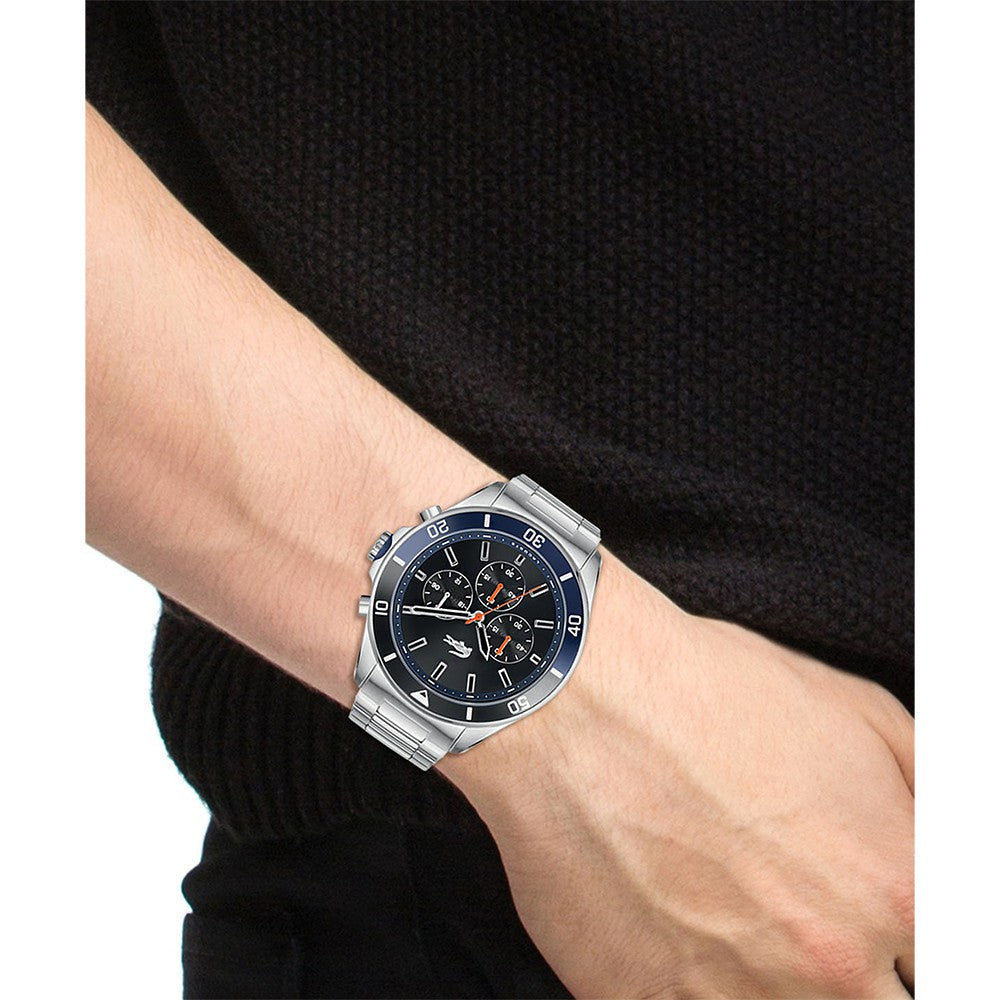 Lacoste Tiebreaker Stainless Steel Black Dial Men's Chrono Watch - 2011155