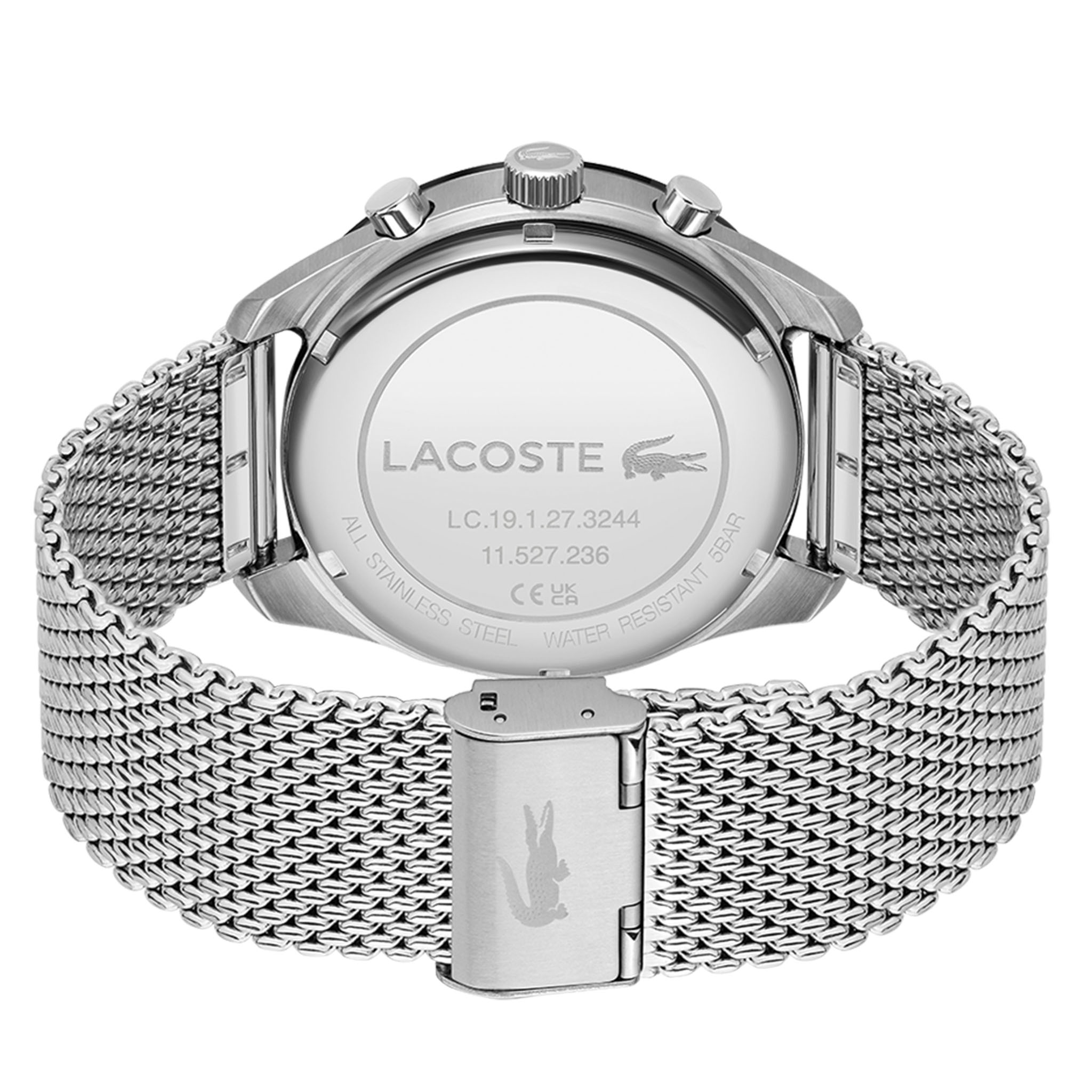 Lacoste Boston Silver Mesh Blue Dial Men's Chronograph Watch - 2011163