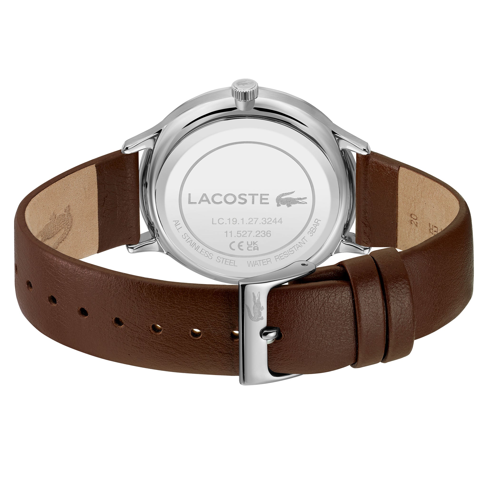Lacoste Brown Leather Silver White Dial Men's Watch - 2011167