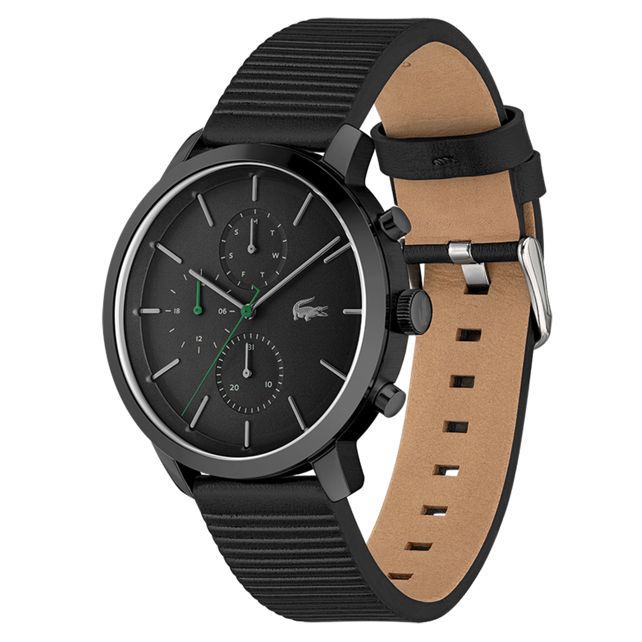 Lacoste Replay Black Leather Men's Multi-function Watch - 2011177