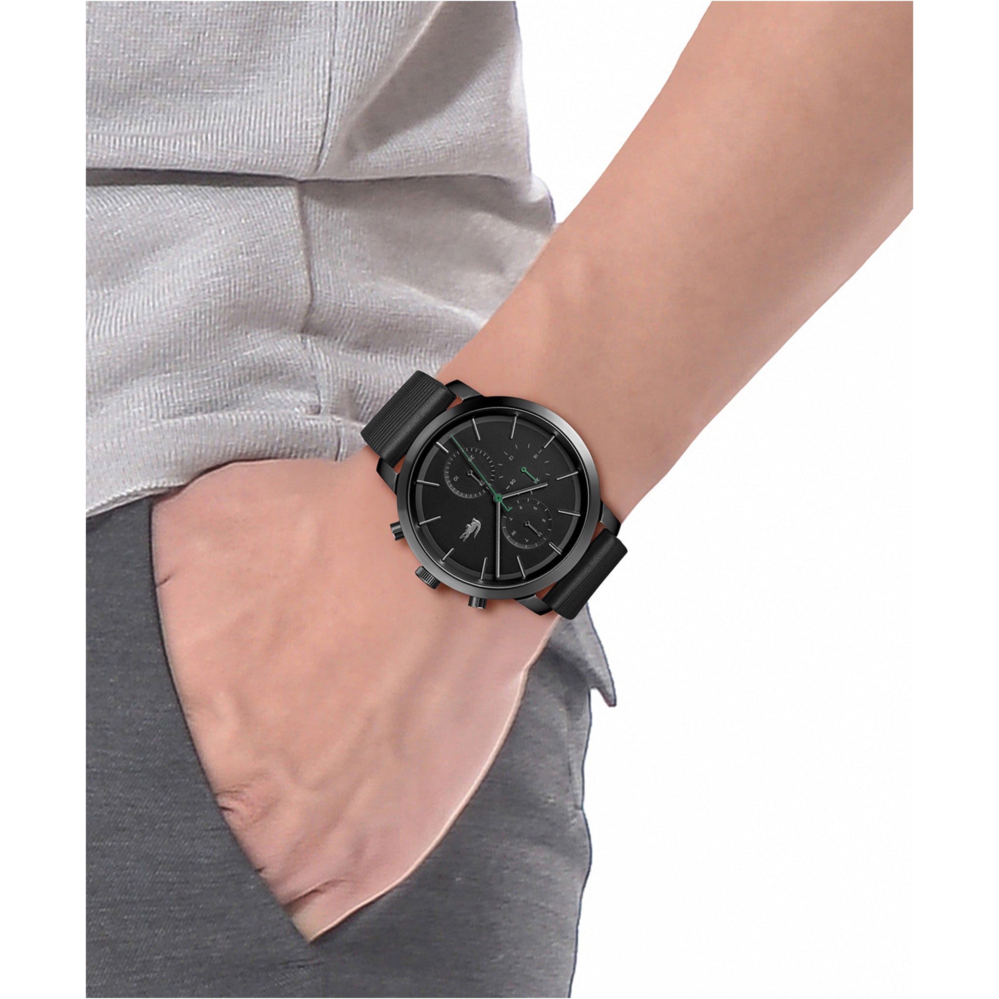Lacoste Replay Black Leather Men's Multi-function Watch - 2011177