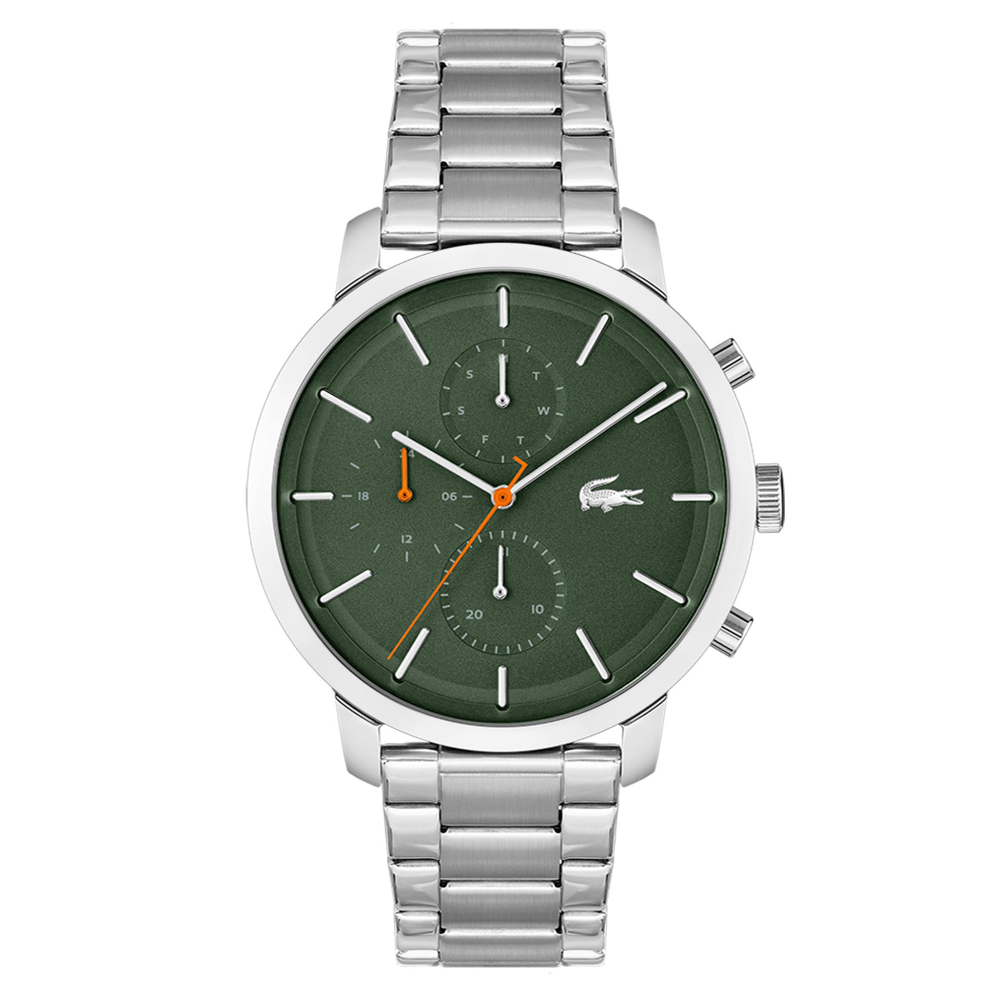 Lacoste Replay Silver Steel Green Dial Men's Multi-function Watch - 2011178
