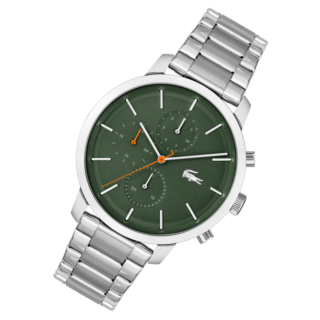 Lacoste Replay Silver Steel Green Dial Men's Multi-function Watch - 2011178