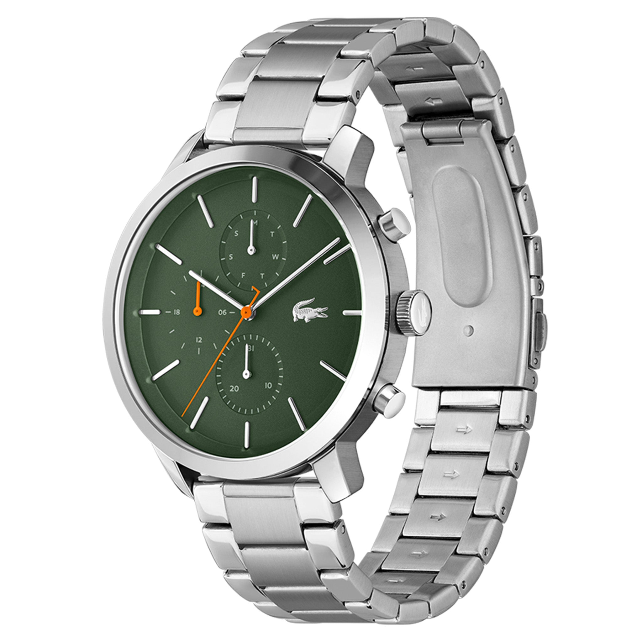 Lacoste Replay Silver Steel Green Dial Men's Multi-function Watch - 2011178