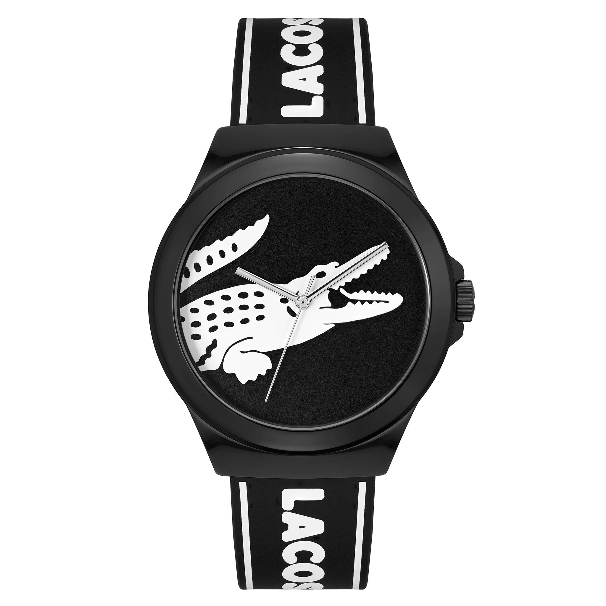 Lacoste White & Black Silicone Band Black Dial Men's Watch - 2011185