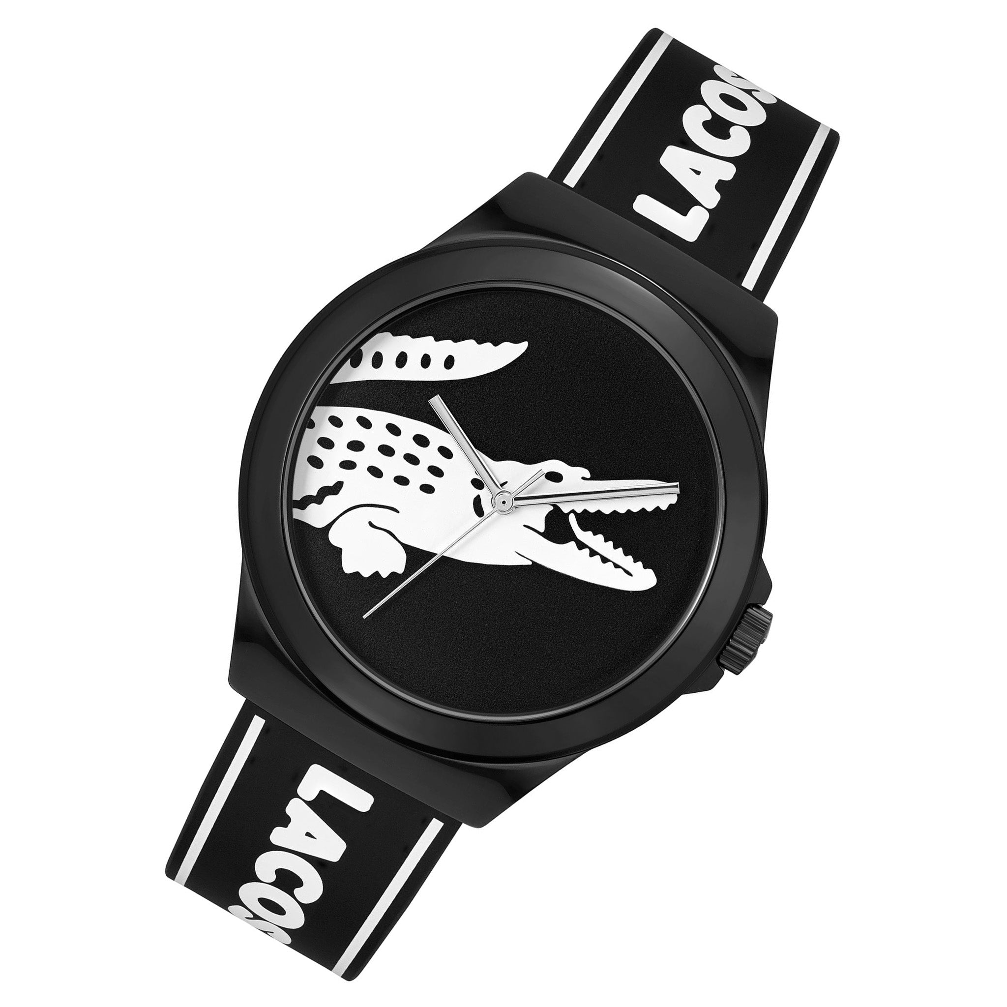 Lacoste White & Black Silicone Band Black Dial Men's Watch - 2011185