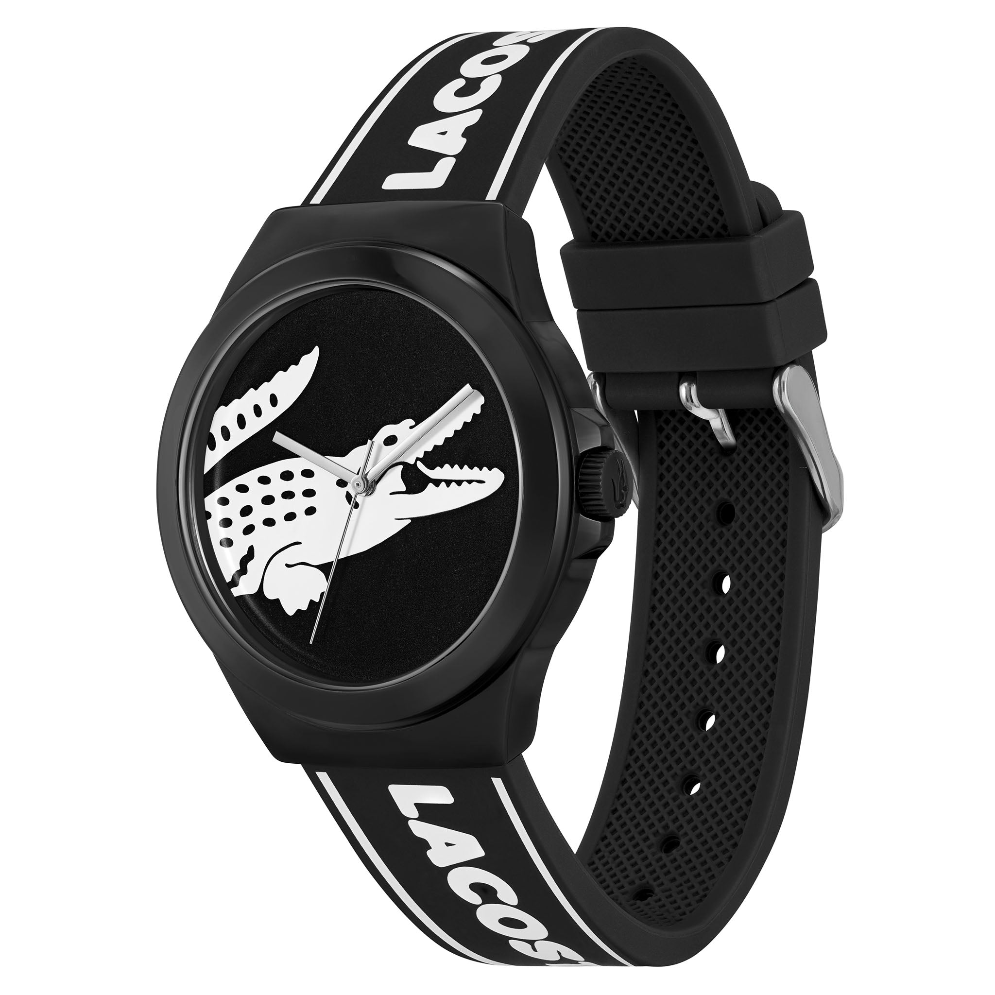 Lacoste White & Black Silicone Band Black Dial Men's Watch - 2011185