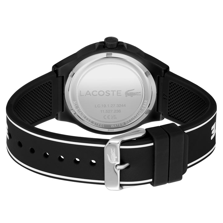 Lacoste White & Black Silicone Band Black Dial Men's Watch - 2011185