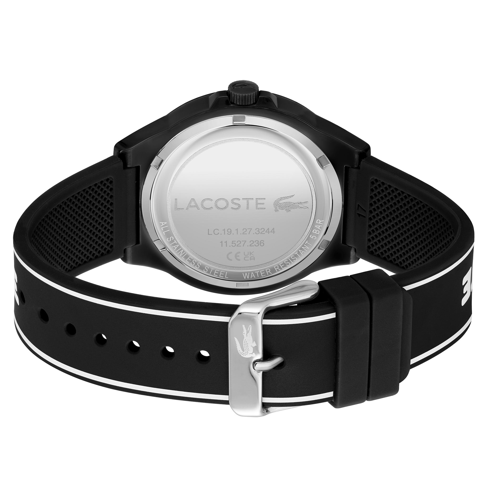 Lacoste White & Black Silicone Band Black Dial Men's Watch - 2011185