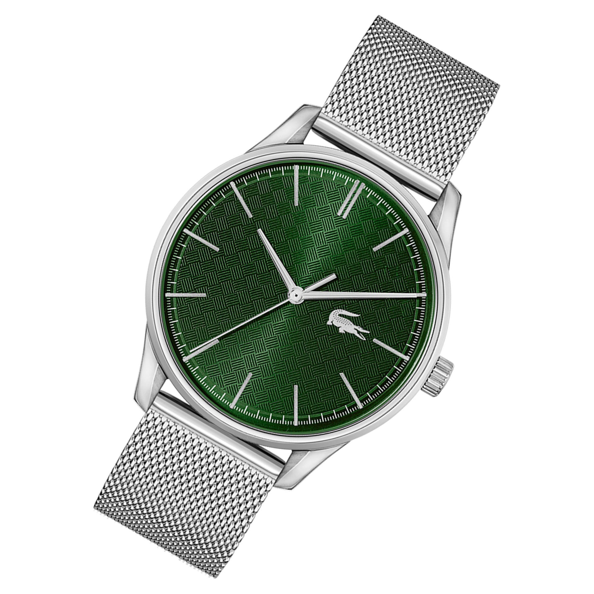 Lacoste Vienna Silver Mesh Green Dial Men's Watch - 2011189