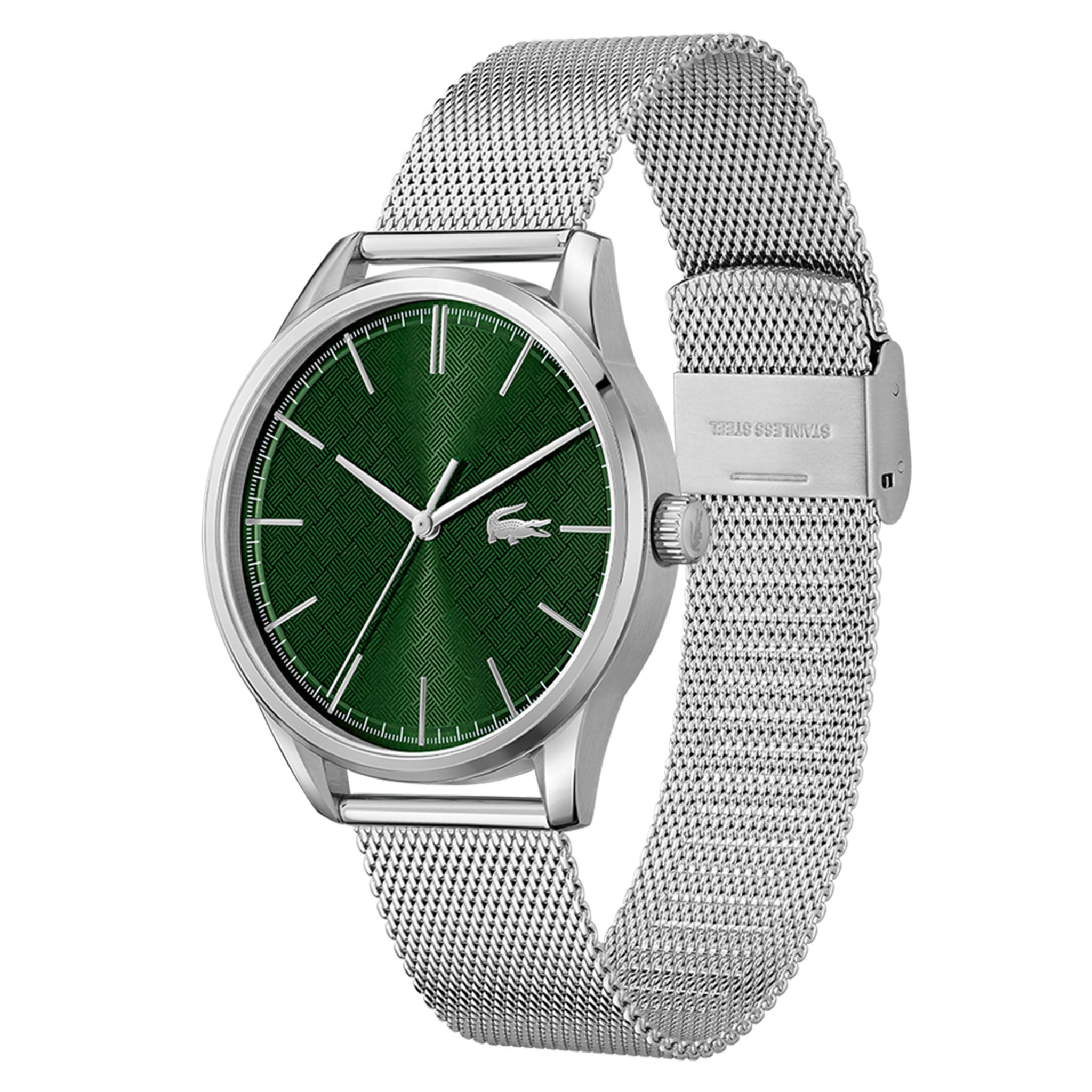 Lacoste Vienna Silver Mesh Green Dial Men's Watch - 2011189