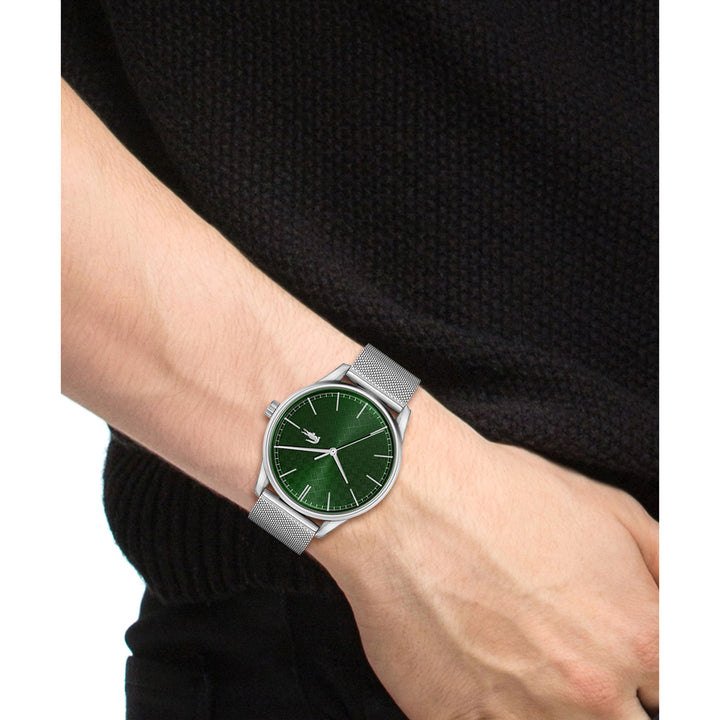 Lacoste Vienna Silver Mesh Green Dial Men's Watch - 2011189