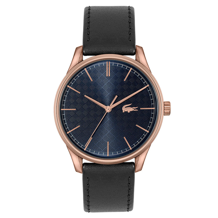 Lacoste Vienna Black Leather Blue Dial Men's Watch - 2011190