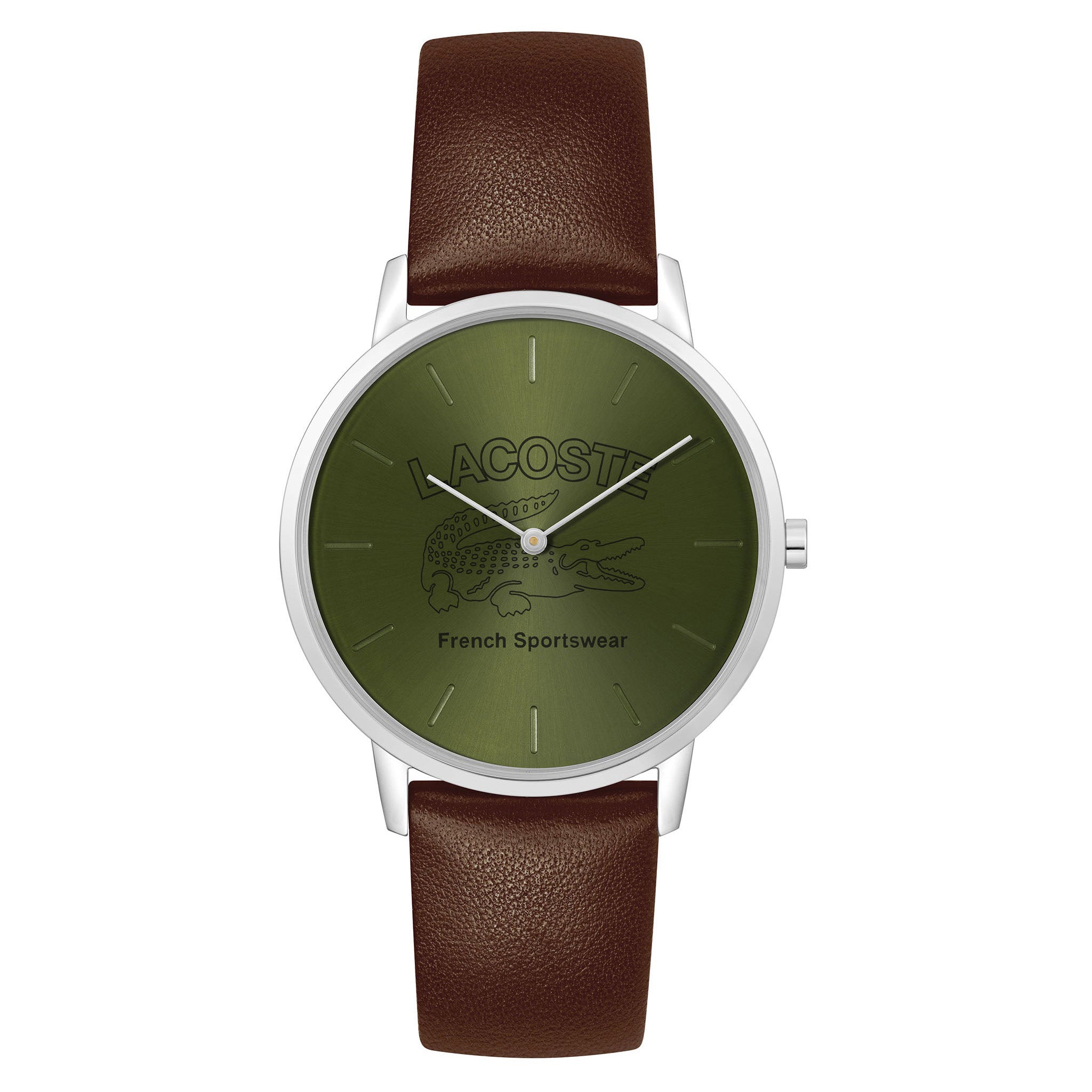 Lacoste Crocorigin Brown Leather Green Dial Men's Watch - 2011212