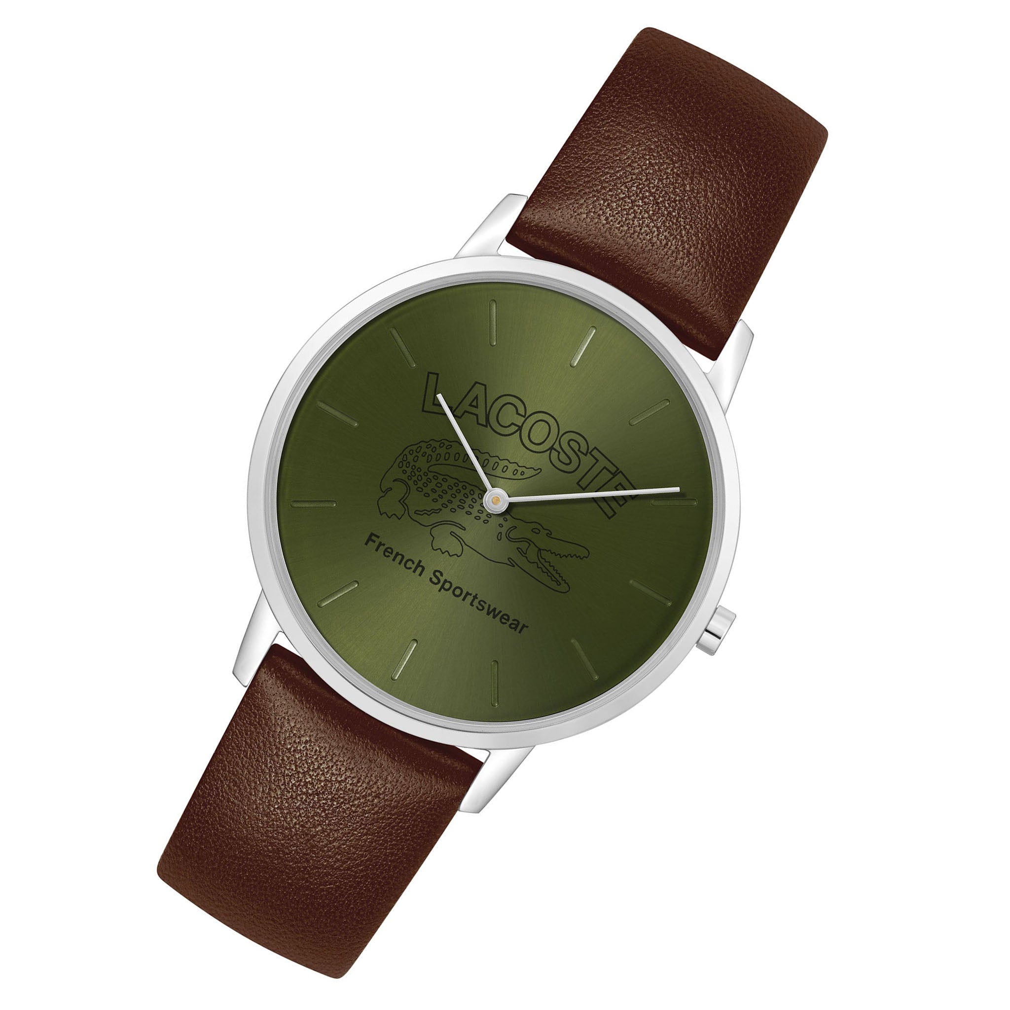 Lacoste Crocorigin Brown Leather Green Dial Men's Watch - 2011212