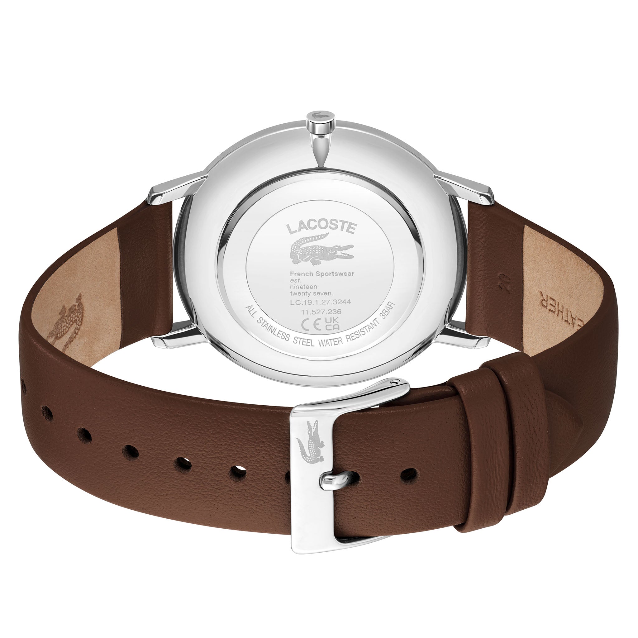 Lacoste Crocorigin Brown Leather Green Dial Men's Watch - 2011212