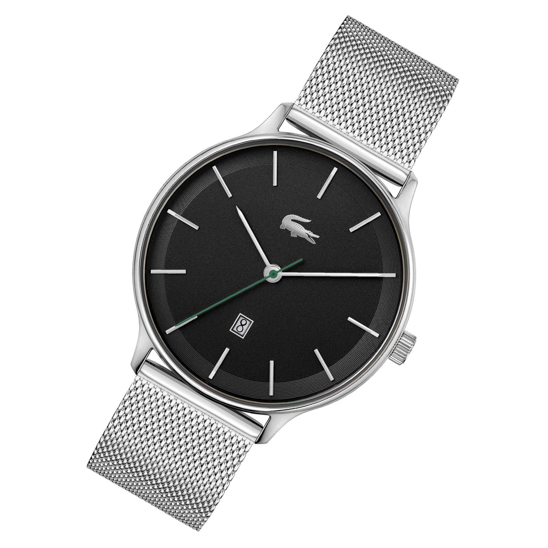 Lacoste Club Silver Mesh Black Dial Men's Watch - 2011221