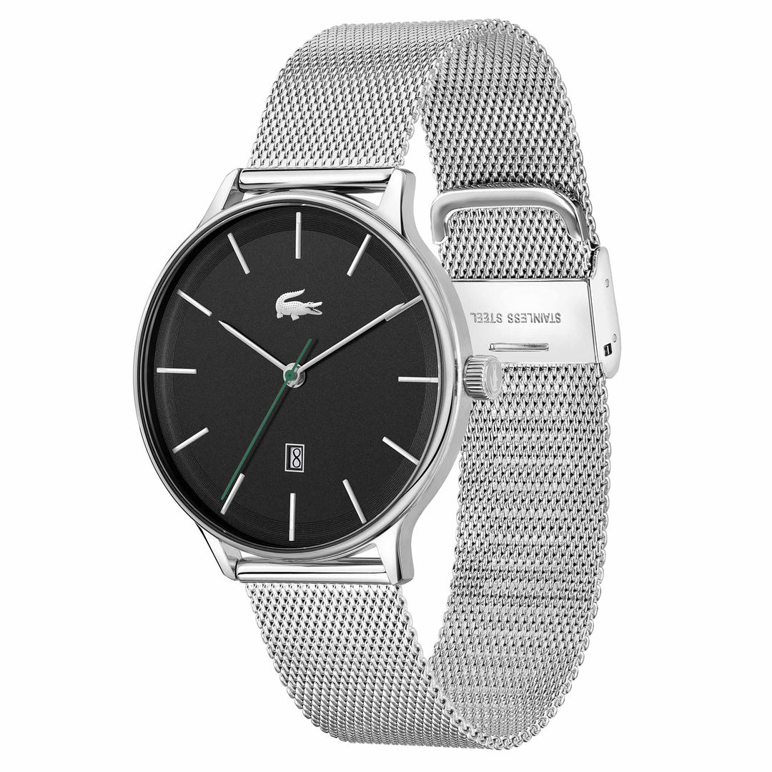 Lacoste Club Silver Mesh Black Dial Men's Watch - 2011221