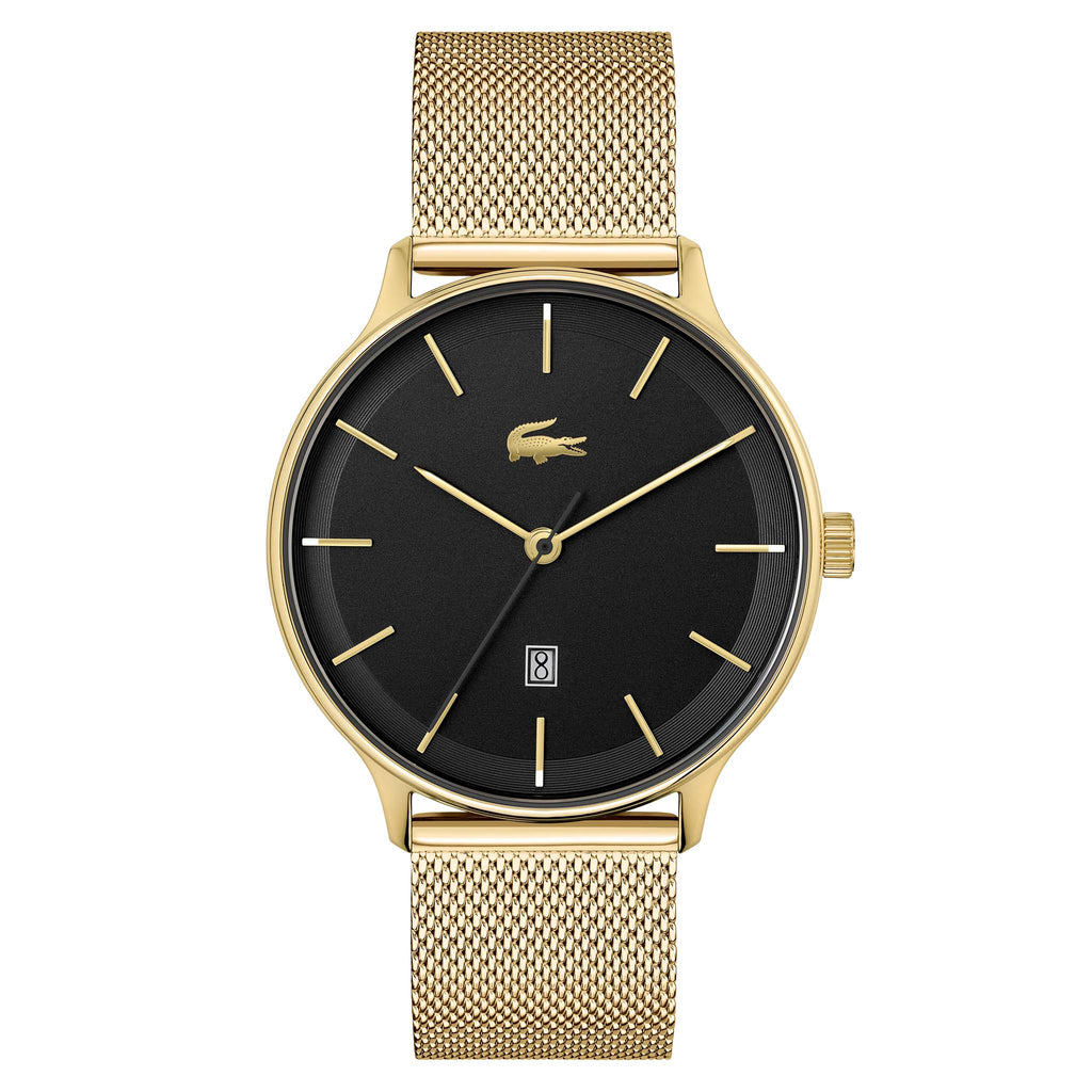 Black and gold store lacoste watch