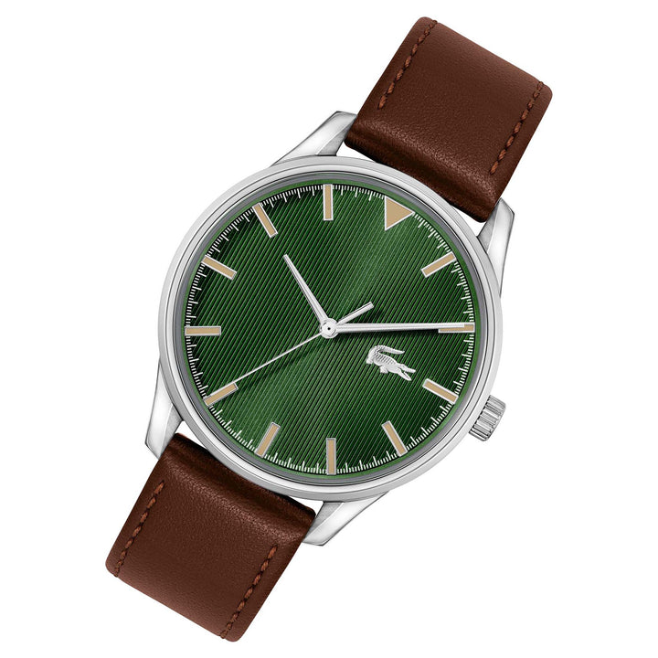 Lacoste Vienna Brown Leather Green Dial Men's Watch - 2011230