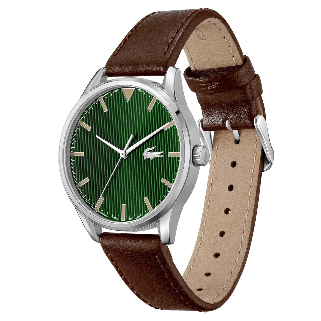 Lacoste Vienna Brown Leather Green Dial Men's Watch - 2011230