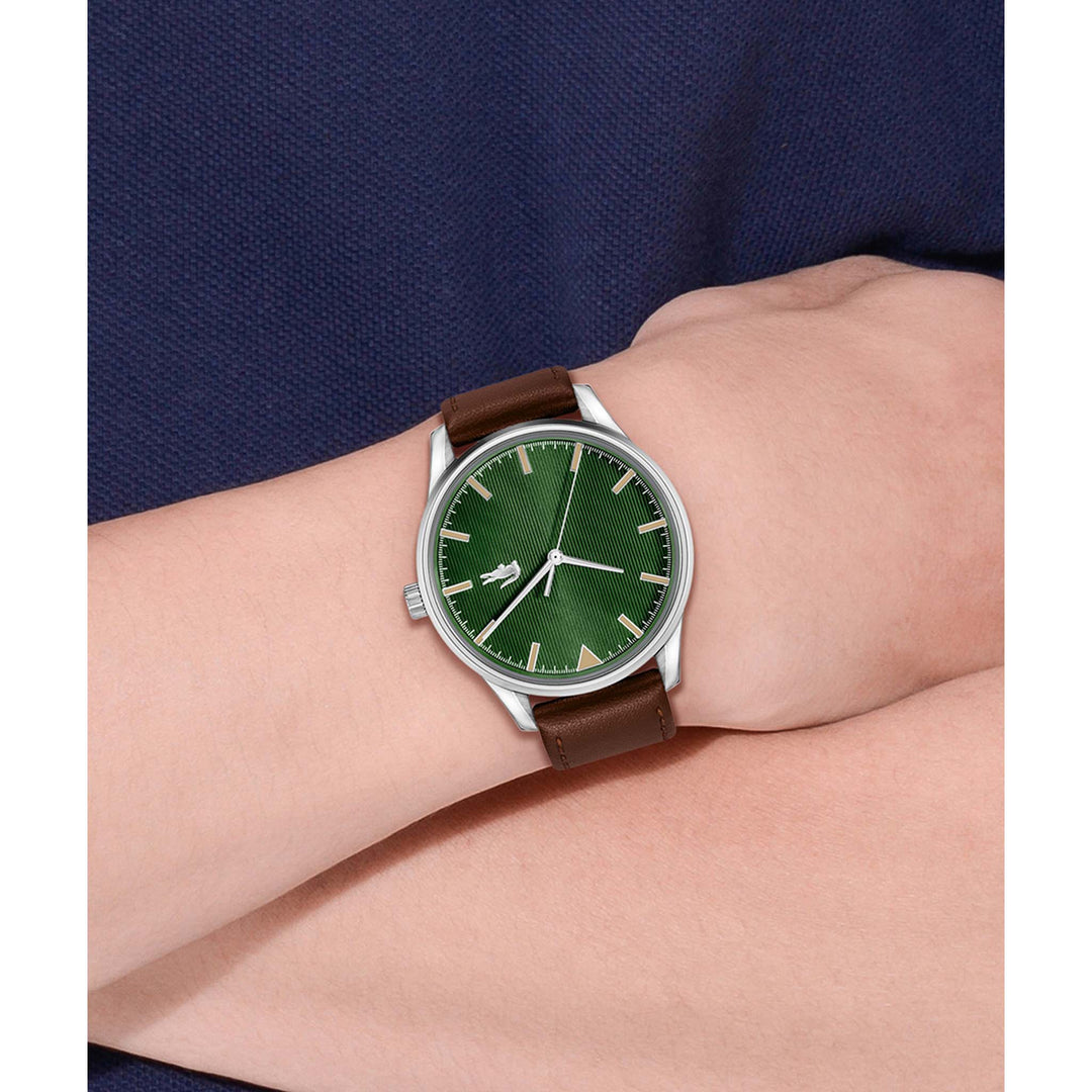 Lacoste Vienna Brown Leather Green Dial Men's Watch - 2011230