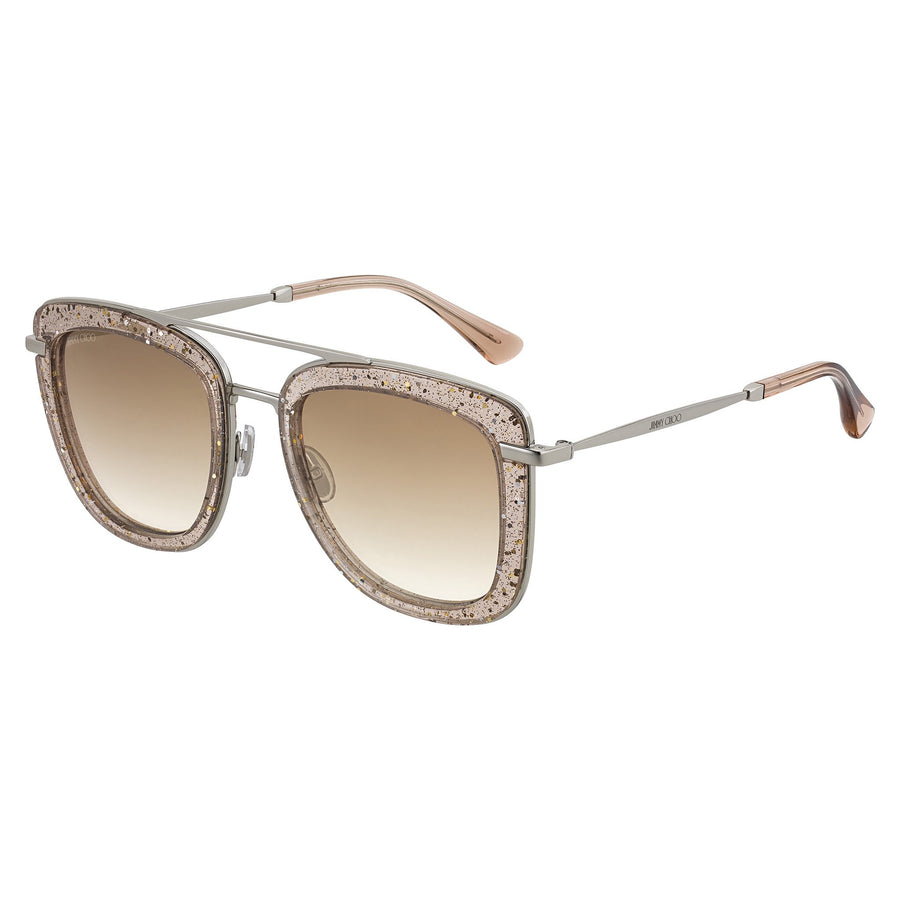 Jimmy Choo Women's Sunglasses Square Frame Brown Shaded Lens - Glossy/S
